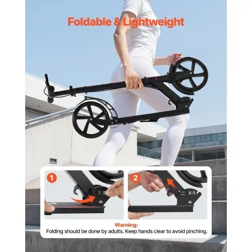 VEVOR Scooter (2 Räder) für Kinder ab 8 Jahren, Cityroller Kinderroller Straßenroller mit höhenverstellbarem Lenker & rutschfestem Deck & Handbremse, faltbarer Tretroller bis zu 100 kg, Schwarz – Bild 5
