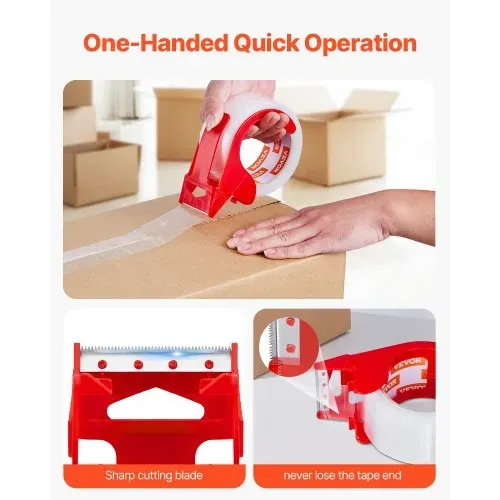 VEVOR Transparentes Packband, 76,2 mm Kern, 12er-Set 47,8 mm x 59,436 m Paketklebeband mit Spender, 0,068 mm Hochleistungs-Klebeband, ideal für Umzüge, Lagerung & Verpackung, Versand & Postversand – Bild 4