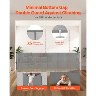 VEVOR einziehbares Babygitter Hundegitter ausziehbar auf 280 cm Breite / 87 cm Höhe, Haustiergitter Schutzgitter aus Netzmaterial für Innentreppen Türen Flure Spielzimmer, Treppenschutzgitter Grau VEVOR einziehbares Babygitter Hundegitter ausziehbar auf 280 cm Breite / 87 cm Höhe, Haustiergitter Schutzgitter aus Netzmaterial für Innentreppen Türen Flure Spielzimmer, Treppenschutzgitter Grau