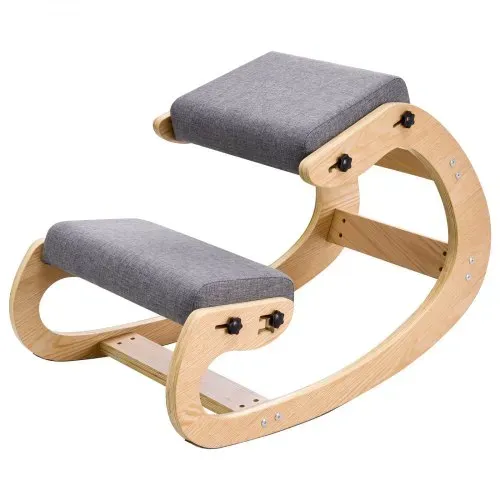 VEVOR Ergonomischer Kniehocker mit Dicken, Integrierten Schaumstoffpolstern & Massivholzrahmen, Höhenverstellbarer Kniestuhl zur Entlastung von Nacken und Rücken, Ideal für Zuhause, Büro, Grau – Bild 8
