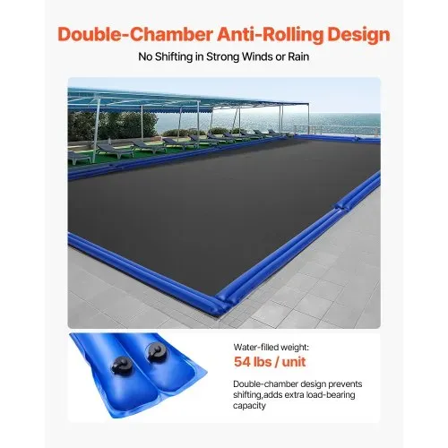 VEVOR Pool Beschwerungssack, 5 Packungen à 300 cm, 0,4 mm dicke PVC-Säcke mit Gewichten mit auslaufsicherem Schraubverschluss, Wassersäcke zur Befestigung von Poolabdeckungen im Winter, blau – Bild 2
