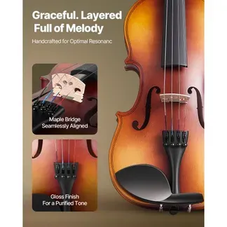 VEVOR Violine 4/4, 584,2 mm Armlänge, Geigenset mit Hartschalenkoffer, Kolophonium, Bogen, Schulterstütze, Steg, Stimmgerät & zusätzlichen Saiten, für Anhänger/in ab 12 Jahren (braun) VEVOR Violine 4/4, 584,2 mm Armlänge, Geigenset mit Hartschalenkoffer, Kolophonium, Bogen, Schulterstütze, Steg, Stimmgerät & zusätzlichen Saiten, für Anhänger/in ab 12 Jahren (braun)