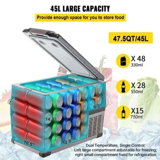 VEVOR Auto Kühlschrank 45L Kompressorkühlbox für Boot LKW Auto usw. Tragbarer kleiner Kühlschrank 60W VEVOR Auto Kühlschrank 45L Kompressorkühlbox für Boot LKW Auto usw. Tragbarer kleiner Kühlschrank 60W