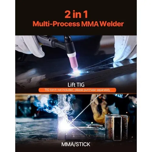 VEVOR MMA-Schweißgerät, 205A 2-in-1 MMA Lift TIG-Stabschweißgerät, IGBT-Inverter-Schweißgerät mit Digitalanzeige, Hot Start Arc Force Anti-Stick (Lift-Brenner nicht im Lieferumfang enthalten) VEVOR MMA-Schweißgerät, 205A 2-in-1 MMA Lift TIG-Stabschweißgerät, IGBT-Inverter-Schweißgerät mit Digitalanzeige, Hot Start Arc Force Anti-Stick (Lift-Brenner nicht im Lieferumfang enthalten)