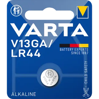 Knopfzelle VARTA “Electronics“, AG13, V13GA, 1,5V, Alkaline, 1er-Blister Knopfzelle VARTA “Electronics“, AG13, V13GA, 1,5V, Alkaline, 1er-Blister