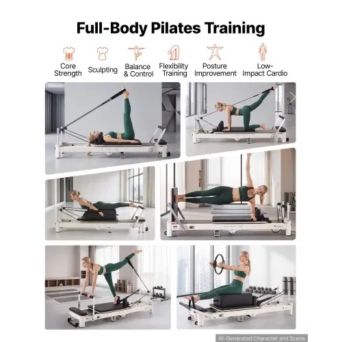 VEVOR Pilates Reformer Gerät Klappbar 221 x 69 x 83 cm Aluminiumlegierung für Heimgebrauch & Fitnessstudio, mit Jumpboard, Sitzbox, Verstellbarer Kopfstütze und Leisem Schlittenlauf, 181 kg Belastbar VEVOR Pilates Reformer Gerät Klappbar 221 x 69 x 83 cm Aluminiumlegierung für Heimgebrauch & Fitnessstudio, mit Jumpboard, Sitzbox, Verstellbarer Kopfstütze und Leisem Schlittenlauf, 181 kg Belastbar