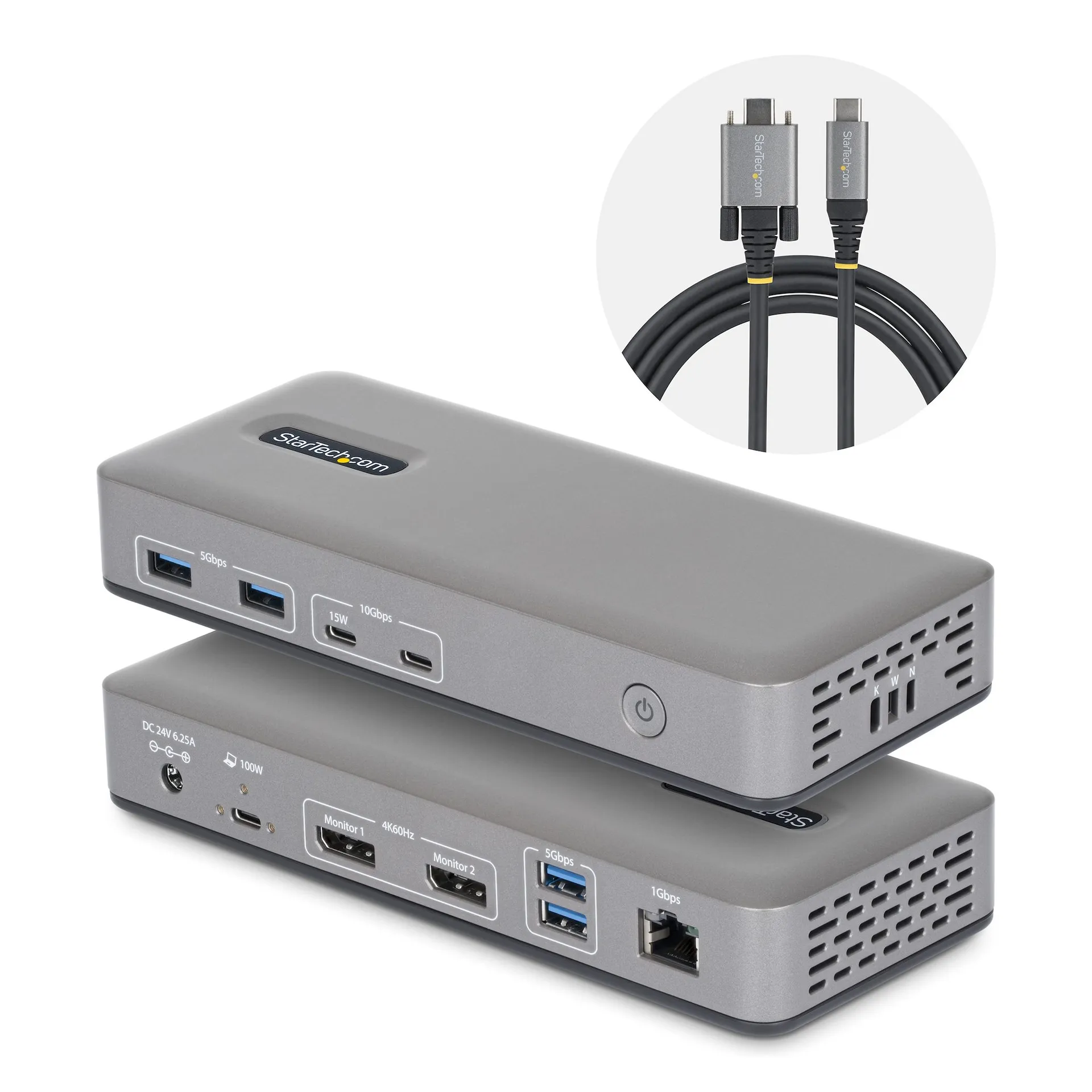 StarTech.com Dual Monitor USB-C Dockingstation, Dual 4K 60Hz DisplayPort MST Dock, 100W Power Delivery Laptop-Ladung, 1GbE, treiberlos, Multi-Monitor Dock, Windows StarTech.com Dual Monitor USB-C Dockingstation, Dual 4K 60Hz DisplayPort MST Dock, 100W Power Delivery Laptop-Ladung, 1GbE, treiberlos, Multi-Monitor Dock, Windows