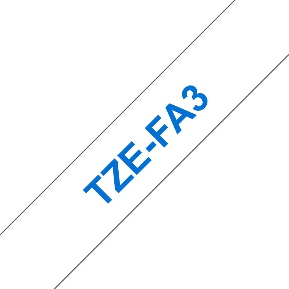 Brother TZE-FA3 Etiketten erstellendes Band Blau auf weiss Brother TZE-FA3 Etiketten erstellendes Band Blau auf weiss