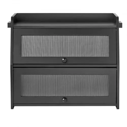 VEVOR Brotkasten mit 2 Acrylfenstern 464 x 251 x 361 mm Bambusholz Schwarz für Bagels, Muffins & Selbstgebackenes Brot, Brotbox mit Magnetverschluss, Seitenhaken & Belüftungslöchern, Brotkiste Küche – Bild 9