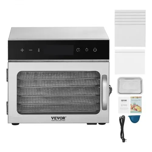 VEVOR Dörrgerät Dörrautomat 6 Edelstahlschalen, elektrischer 400 W Futtertrockner mit einstellbarer Temperatur, Gefriertrockner für Trockenfleisch Fleisch Obst Gemüse Kräuter Hundeleckerlis – Bild 8