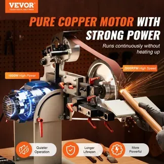 VEVOR Bandschleifmaschine, 72 x 2 Zoll Bandpolierer mit variabler Geschwindigkeit und VFD, 1500 W Messerschärfer mit 3 Schleifformen und 3 Schleifbändern für die Metallbearbeitung, kompatibel mit 72″- 82 x 2″ Bändern VEVOR Bandschleifmaschine, 72 x 2 Zoll Bandpolierer mit variabler Geschwindigkeit und VFD, 1500 W Messerschärfer mit 3 Schleifformen und 3 Schleifbändern für die Metallbearbeitung, kompatibel mit 72″- 82 x 2″ Bändern