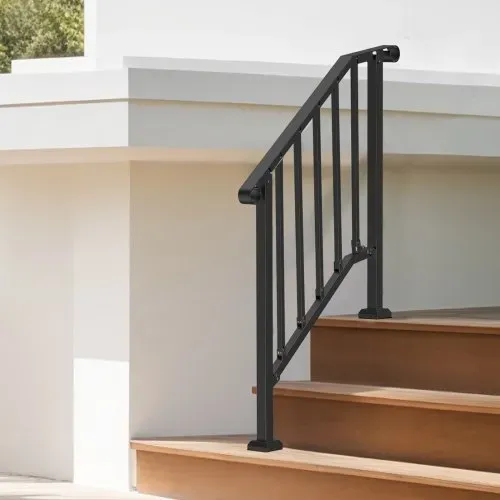 VEVOR Handläufe für Außentreppen, 2–3-stufiges Treppenhandlauf-Set, Übergangsgeländer aus Karbonstahl mit Montagesatz, Treppengeländer für Senioren, Betonstufen & Veranda & Deck, schwarzer Retro-Bogen – Bild 7