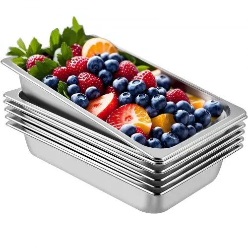 VEVOR Edelstahl Behälter 6 Stk. Speisebehälter Essens Behälter, Antihaft Teller, 537 x 330 x 90 mm kommerzieller Warmhaltebehälter für Speisen, Torten, Aufläufe, Hotelpfanne Tisch Food Pan VEVOR Edelstahl Behälter 6 Stk. Speisebehälter Essens Behälter, Antihaft Teller, 537 x 330 x 90 mm kommerzieller Warmhaltebehälter für Speisen, Torten, Aufläufe, Hotelpfanne Tisch Food Pan