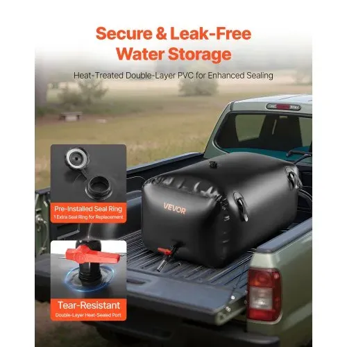 VEVOR Wasserblasen Aufbewahrungsbehälter, 240 L, Wassersack faltbar, Wasserbehälter aus 1000D PVC, Wasserbehälter auslaufsicher, ideal für Camping, Gartenbewässerung, RV & Notfälle, Schwarz – Bild 3