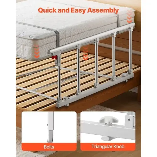 VEVOR Faltbares Bettgitter für Senioren, 122 cm Bettschutzgitter mit Befestigungsgurt, Rausfallschutz, Handschutzgriff, Kantenschutz passend für King-Size-, Queen-Size-, Full-Size- und Twin-Betten – Bild 4