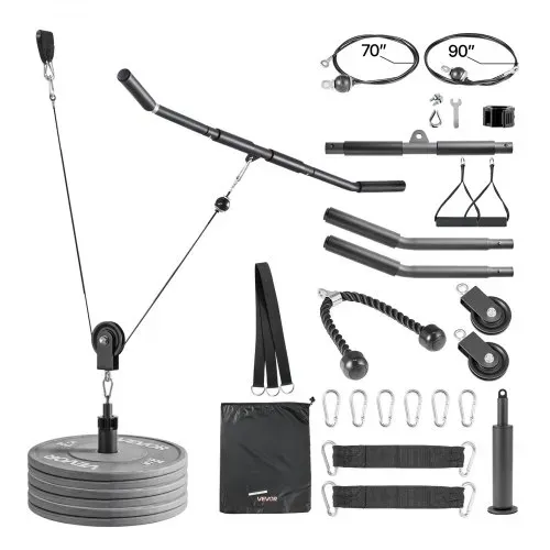 VEVOR Kabelzug, 2 Stück Latzug bis 150 kg Belastbar, Krafttrainingsgerät mit Latzugstange Seilzug, Übungen für Arme Rücken Schultern, Pulley System DIY Latzugturm für Heimtrainer Fitnesscenter Zuhause – Bild 8