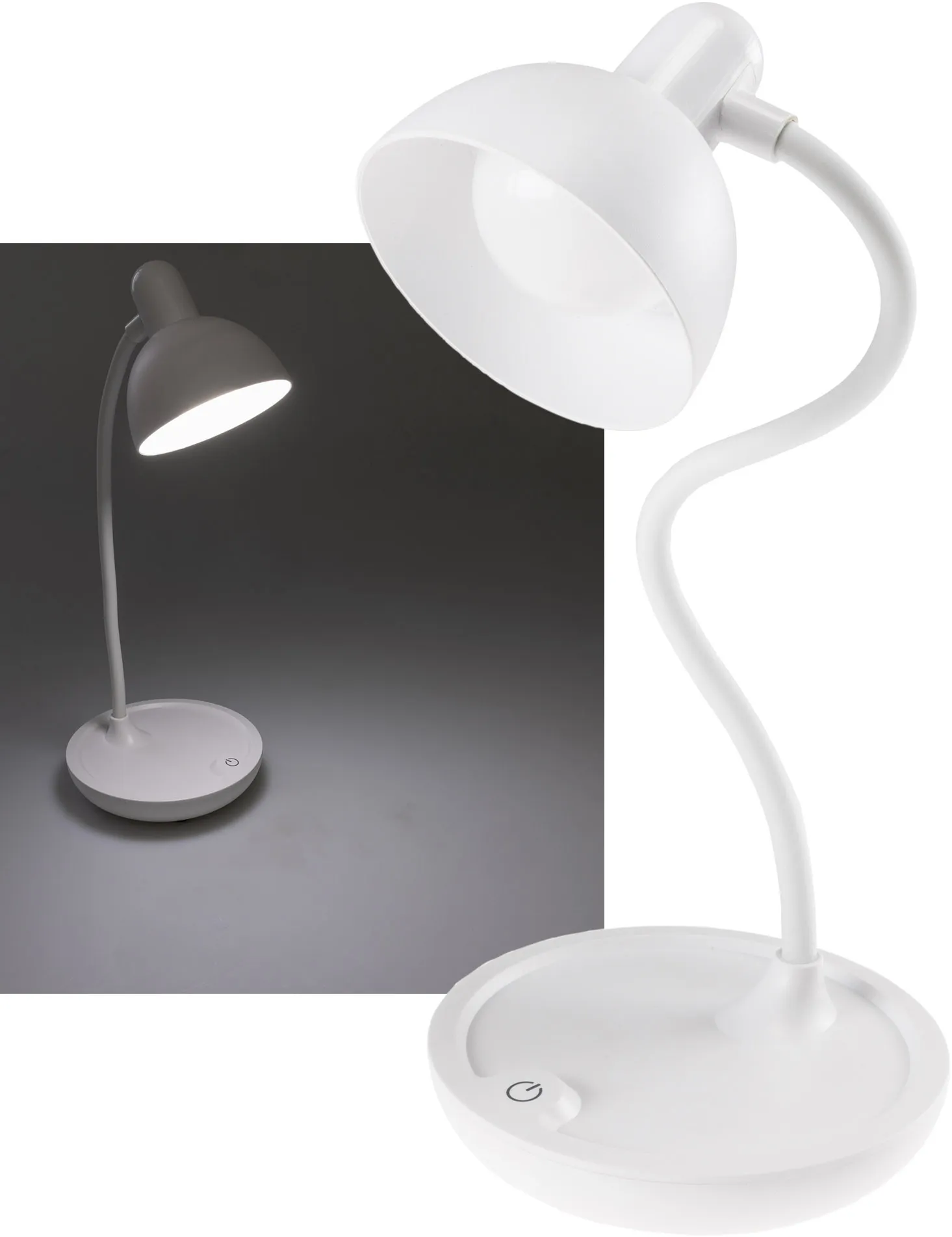 LED Tischleuchte mit Schwanenhals Batterie, dimmbar, warmweiß, Weiß LED Tischleuchte mit Schwanenhals Batterie, dimmbar, warmweiß, Weiß