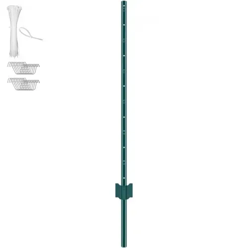 VEVOR 4 Fuß Zaunpfosten, 10er-Pack T-Pfosten Hochleistungs-Zaunpfosten aus Metall, stabile Zaunpfähle aus Stahl für Gartenhof, Rasen, Bauernhöfe und Maschendrahtzäune im Freien, grün – Bild 8