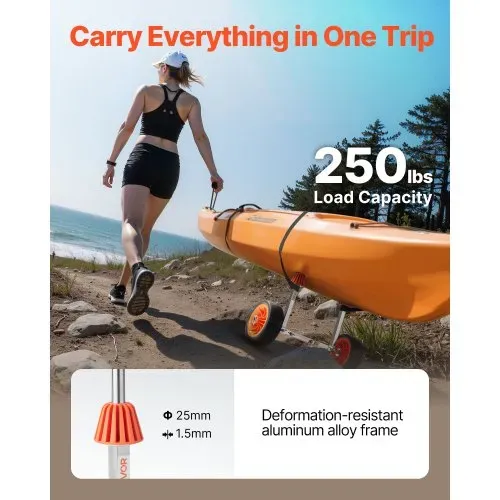 VEVOR Kajakwagen, 113 kg, Kanuwagen mit 19,1 cm Vollgummireifen & 4 m Spanngurt, Bootswagen zum Transportieren von Kajaks, Kanus, Paddleboards, Jon-Booten, Wassersportgeräte, 560x190x485 mm VEVOR Kajakwagen, 113 kg, Kanuwagen mit 19,1 cm Vollgummireifen & 4 m Spanngurt, Bootswagen zum Transportieren von Kajaks, Kanus, Paddleboards, Jon-Booten, Wassersportgeräte, 560x190x485 mm