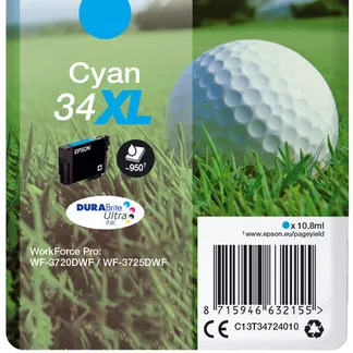 Epson Golf ball Singlepack Cyan 34XL DURABrite Ultra Ink Epson Golf ball Singlepack Cyan 34XL DURABrite Ultra Ink