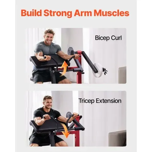 VEVOR Preacher Curl Bank, 2 in 1 Bizeps-Curlbank und Trizeps-Extension-Maschine, isolierte Bizeps-Station mit sitzendem Arm, Krafttrainingsbank, Trainingsgerät für das Heim-Fitnessstudio – Bild 2