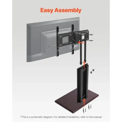 VEVOR Desktop TV-Ständer Fernsehständer für 812,8-1778 mm TVs bis zu 45 kg, ±15° Links-Rechts-Drehung & höhenverstellbare TV-Halterung für Ecke Schlafzimmer Wohnzimmer (max. 600 x 400 mm) – Bild 5