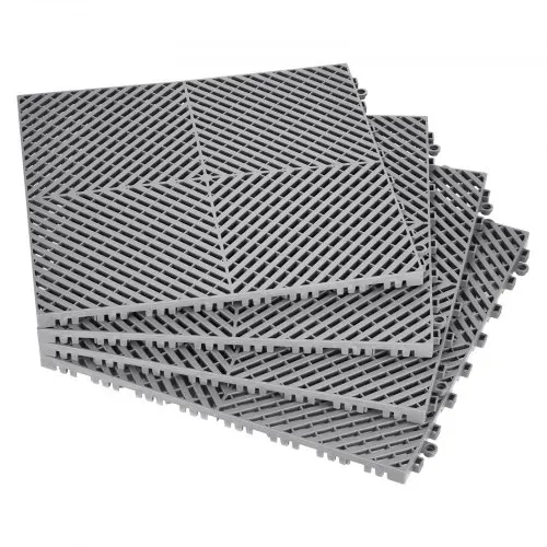 VEVOR ineinandergreifende Drainagematte, 15,7 x 15,7 Zoll, modulares ineinandergreifendes Kissen, 24-teiliges Spleiß-Drainagematten, rutschfeste graue PP-Drainage-Bodenfliesen und Duschmatte, für Garage, Garten, Küche und Außenbereich – Bild 9