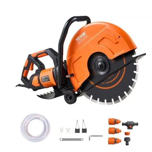 VEVOR Elektrische Betonsäge, 406 mm, Hochleistungs-Kreissäge 2800 W, Schnitttiefe 152 mm, Nass-/Trocken-Scheibensäge mit Wasserrohr, Wasserpumpe, Sägeblatt, für Stein und Ziegel – Bild 8