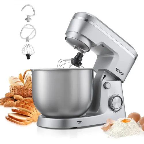 VEVOR Knetmaschine Küchenmaschine zum Backen, 1500 W Teigmaschine mit Edelstahlschüssel (5,7 L) & Knethaken & Rührbesen & Schneebesen, 10-Gang einstellbare kippbare Rührmaschine Standmixer VEVOR Knetmaschine Küchenmaschine zum Backen, 1500 W Teigmaschine mit Edelstahlschüssel (5,7 L) & Knethaken & Rührbesen & Schneebesen, 10-Gang einstellbare kippbare Rührmaschine Standmixer