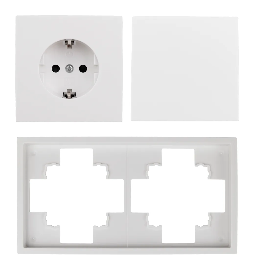 Schalter und Steckdosen Set McPower Shallow ''Tür 2-fach Profi'' 3-teilig, Steckanschluss – Bild 3