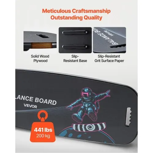 VEVOR Balance Board Holz Set für Erwachsene (89 cm), Wackelbrett bis 200 kg Belastbar, inkl. Rolle, Magnetstoppern & Ablage, Gleichgewichtstrainer für Surf- & Core-Training, Physiotherapie, Schwarz – Bild 3