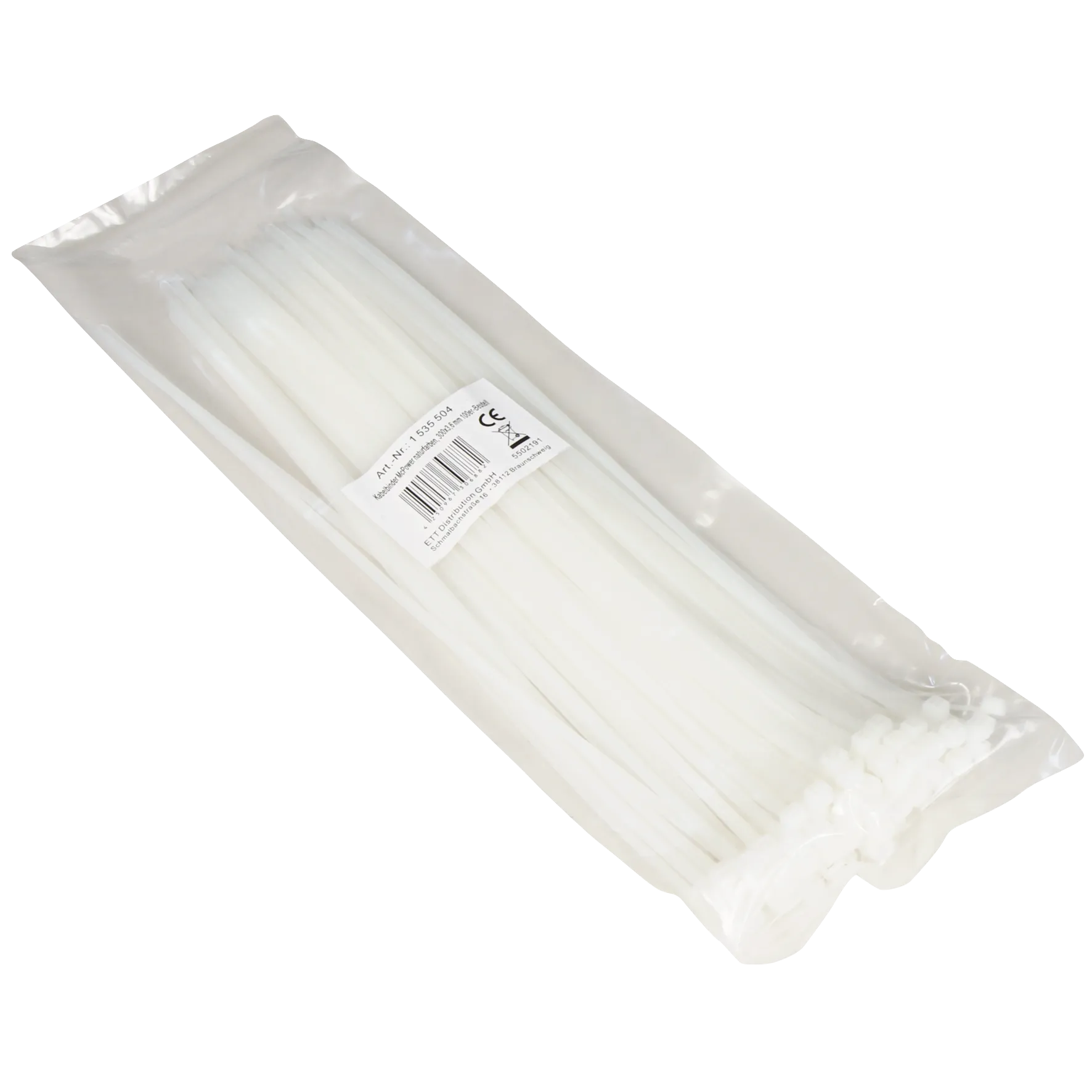 Kabelbinder McPower, transparent, 300x3,6mm, 100er-Pack, UV beständig – Bild 2