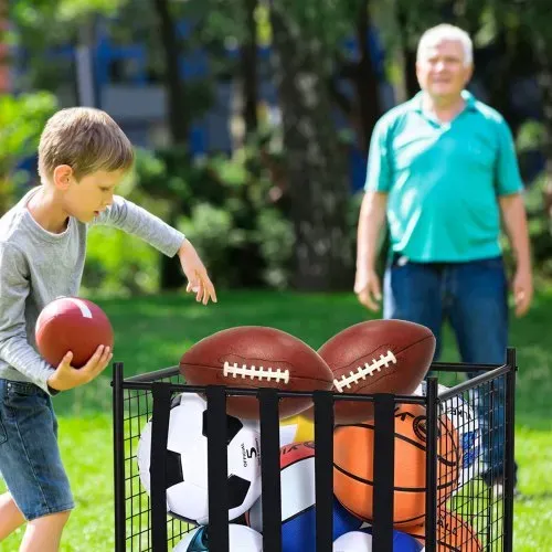 VEVOR Ballwagen Rollwagen 507 x 500 x 545 mm Sportbällen, Abschließbarer Basketballkäfig Ballkäfig, Sportausrüstung für den Innen- und Außenbereich, Rollbar Aufbewahrungswagen aus Stahl für Garagen – Bild 7