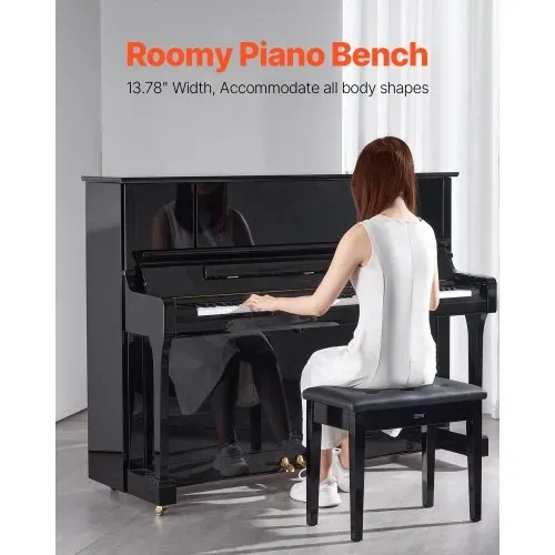 VEVOR Klavierhocker 560 x 350 x 485 mm, Klavierbank, Keyboard-Klavierstuhl mit gepolstertem Kissen, Ablagefach für Notenbücher, Pianobank, Hockersitz, für Schminktisch, Wohnzimmer, Schlafzimmer VEVOR Klavierhocker 560 x 350 x 485 mm, Klavierbank, Keyboard-Klavierstuhl mit gepolstertem Kissen, Ablagefach für Notenbücher, Pianobank, Hockersitz, für Schminktisch, Wohnzimmer, Schlafzimmer