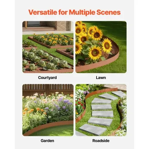 VEVOR Rasenkante, 10er-Set, 1016x114,3x1,5 mm, rostbeständige Beeteinfassung aus Metall, Beetumrandung, Raseneinfassung, einfach zu installieren, Trennwand für Blumenbeete, Hofwege – Bild 5