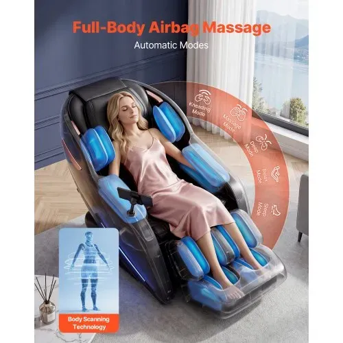 VEVOR Massagesessel, 3D-Zero-Gravity-Relaxsessel mit Ausziehbarer Fußstütze, Automatikprogrammen, Airbags, Heizfunktion für Taille & Beine, Bluetooth-Lautsprecher, Touchscreen für Zuhause & Büro – Bild 2