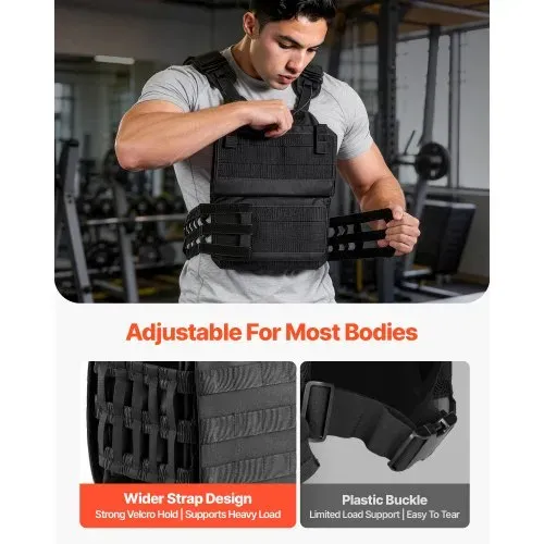 VEVOR Gewichtsweste (ohne Gewichtplatten) mit Schulterpolstern und Reflexstreifen, Trainingsweste für Krafttraining, Laufen, Joggen, Ausdauertraining, Muskeltraining, Home-Gym-Training, Unisex-Design – Bild 3