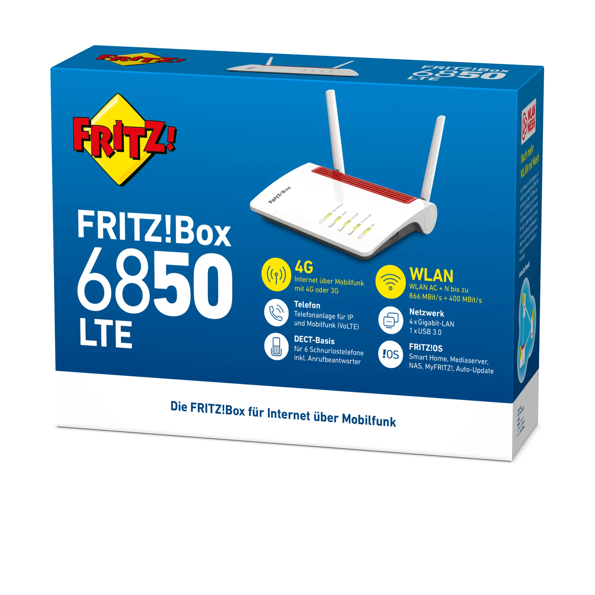 Box FRITZ! 6850 LTE WLAN-Router Gigabit Ethernet Dual-Band (2,4 GHz/5 GHz) 4G Weiß – Bild 5