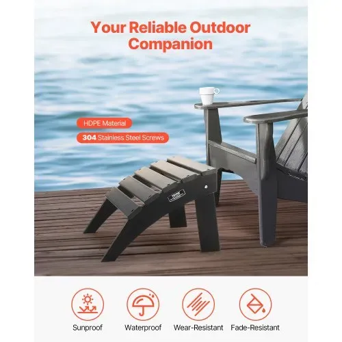 VEVOR Fußstütze für Adirondack-Stühle, 475x500x330 mm, klappbarer Adirondack-Ottomane aus HDPE-Kunststoff, Gartenstuhl weit verbreitet für Außenbereich, Veranda, Pool, Rasen, Hinterhof, schwarz VEVOR Fußstütze für Adirondack-Stühle, 475x500x330 mm, klappbarer Adirondack-Ottomane aus HDPE-Kunststoff, Gartenstuhl weit verbreitet für Außenbereich, Veranda, Pool, Rasen, Hinterhof, schwarz