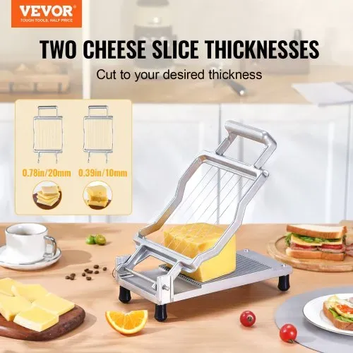 VEVOR Käseschneider mit Draht, 0,39″ und 0,78″ Cheeser Butterschneideklinge, abnehmbarer Käsehobeldraht, kommerzieller Käsehobel aus Aluminiumlegierung mit Messerdraht aus 316 Edelstahl, zum Kochen in der Küche VEVOR Käseschneider mit Draht, 0,39″ und 0,78″ Cheeser Butterschneideklinge, abnehmbarer Käsehobeldraht, kommerzieller Käsehobel aus Aluminiumlegierung mit Messerdraht aus 316 Edelstahl, zum Kochen in der Küche