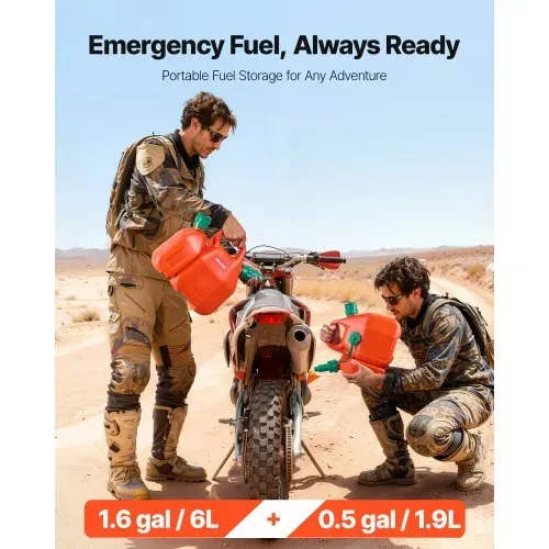 VEVOR Kraftstoffkanister, 6 L Kraftstofftank mit Ausguss & 1,9 L zusätzlichem Ölbehälter, max. Durchflussrate 5,5 L/min, Flüssigkeitsbehälter für die meisten Autos, Motorräder, ATVs & UTVs VEVOR Kraftstoffkanister, 6 L Kraftstofftank mit Ausguss & 1,9 L zusätzlichem Ölbehälter, max. Durchflussrate 5,5 L/min, Flüssigkeitsbehälter für die meisten Autos, Motorräder, ATVs & UTVs