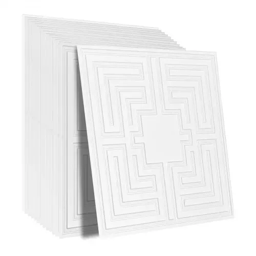 VEVOR Deckenfliesen, 12er-Pack 24 x 24 Zoll, abgehängte Deckenfliesen aus hochwertigem PVC-Blatt, einfache Installation/Zuschneiden, Kunststoff-Deckenfliesen zum Aufkleben, Deckenverkleidung für Heim-/Bürodekoration, weißes Echo-Muster – Bild 9