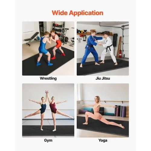 VEVOR Kampfsportmatte 3 x 1,5 m für Workouts im Heim-Fitnessstudio, wasserfeste aufrollbare Trainingsmatten Fitnessmatte für Gymnastik Tatami Jiu-Jitsu MMA Judo Boxen, Sportmatte Yogamatte Schwarz – Bild 5