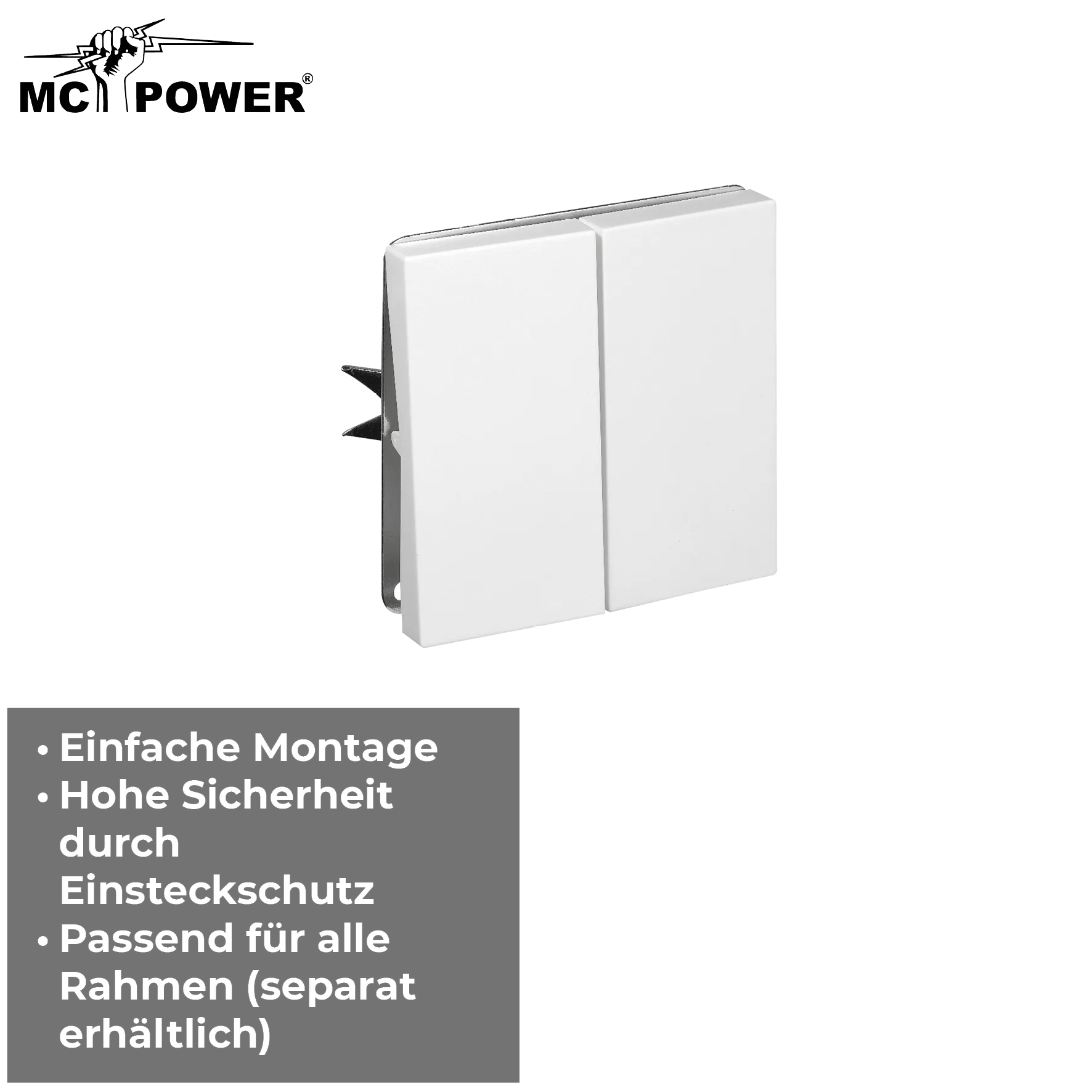Taster McPower ''Shallow'' 2-fach, 250V~10A, UP, Steckanschluss, weiß – Bild 3