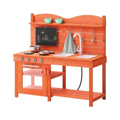 VEVOR Matschküche 1050x400x965mm, Holzspielzeug-Spielküchenset, Outdoor-Spielküche für Kleinkinder für Kinder, Spielküche mit Herd, Spüle, Wasserhahn, Tafel, Kochgeschirr, Töpfen, Zubehör VEVOR Matschküche 1050x400x965mm, Holzspielzeug-Spielküchenset, Outdoor-Spielküche für Kleinkinder für Kinder, Spielküche mit Herd, Spüle, Wasserhahn, Tafel, Kochgeschirr, Töpfen, Zubehör