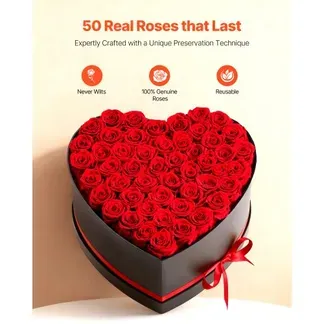 VEVOR 50 Stk. Ewige Rosen in Herzform Box, konservierter Blumenstrauß, Blumen Geschenkbox für ihre Frau, Mütter, Liebespartner, zur Hochzeit, zum Muttertag, Valentinstag, Weihnachten, Rot VEVOR 50 Stk. Ewige Rosen in Herzform Box, konservierter Blumenstrauß, Blumen Geschenkbox für ihre Frau, Mütter, Liebespartner, zur Hochzeit, zum Muttertag, Valentinstag, Weihnachten, Rot