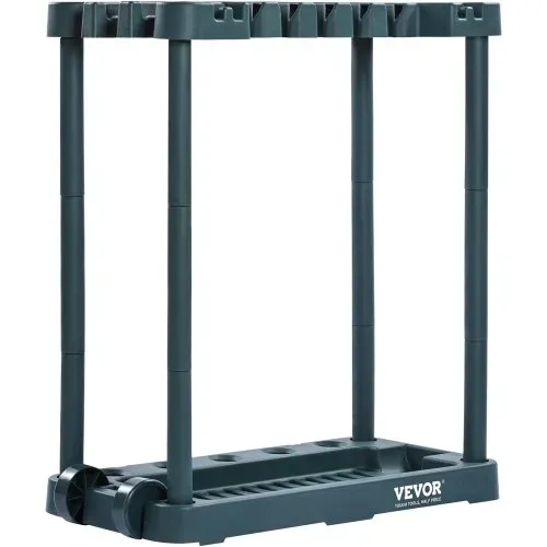 VEVOR Gartengeräte Ständer 75x35x82cm Gerätehalter Organizer PP Mehrzweck Gartengeräteaufbewahrungsregal 10 Werkzeugfächer Anti-Kipp-System Gartenwerkzeug Halter Besenhalter Garage Garten Zimmer – Bild 9