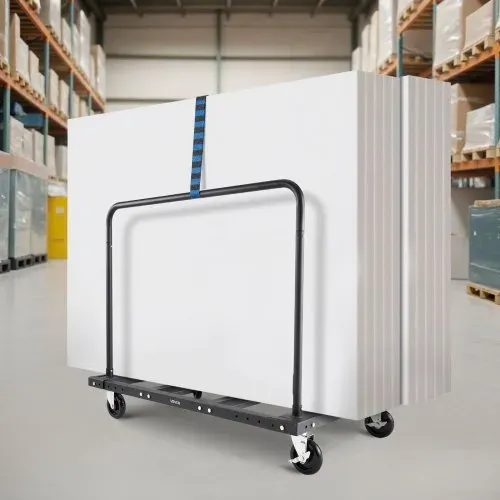 VEVOR Plattenwagen, 816 kg, Transportwagen mit 12,5 mm Lenkrollen, Plattenroller, Rohrbügelwagen mit Zurrgurt & 2 seitlichen Handläufen, Transporthilfe für Fabrik, Lager, Garage, Schwarz – Bild 7