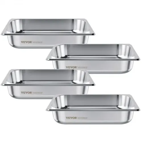 VEVOR Gastronormbehälter Hotelpfanne (1/2-Größe) 4 Stk. 3,8 L, wiederverwendbare Behälter (63,5 mm tief), rostfreie Catering-Aufbewahrung, Panierschale Speisebehälter für Party Restaurant Buffet – Bild 8