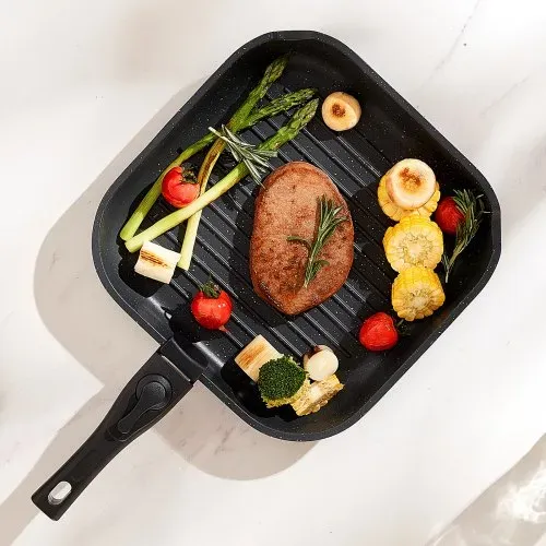 VEVOR Induktion Töpfe Pfannen Set (17-teilig) mit Glasdeckel antihaftbeschichtetes Kochgeschirr mit abnehmbarem Griff, Induktionskochtöpfe zum Braten, Würzen von Soßen und Kochen (Schwarz) – Bild 7